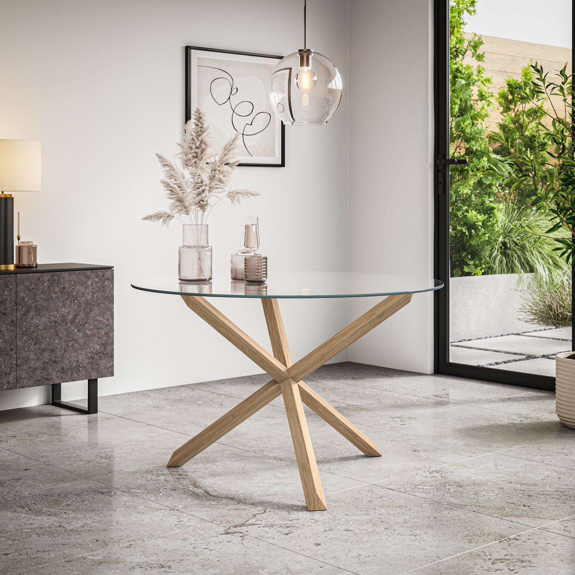 Furniture Online Malvern Maya Glass Top Dining Table & 6 Ivory Chairs - Image 2
