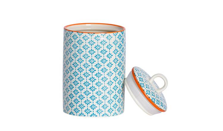 Nicola Spring Hand-Printed Kitchen Utensil Holder -Blue