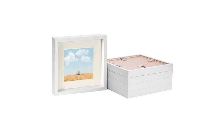 Nicola Spring 3D Box Photo Frames - 10" x 10" with Mount - Set of 5 - White
