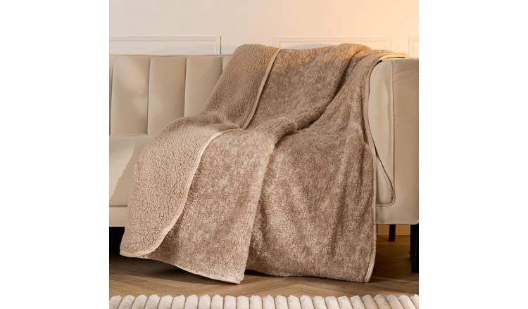 OHS Teddy Marl Blanket Throw 130 x 160cm - Natural