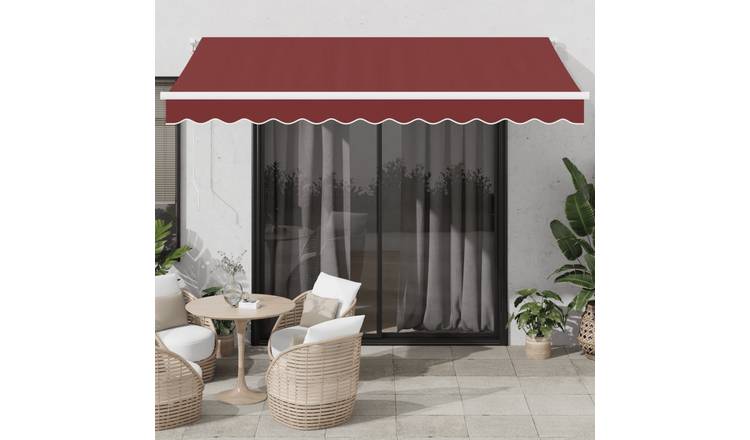 Walplus Electric Polyester Retractable Awning - Burgundy - 350x250 cm
