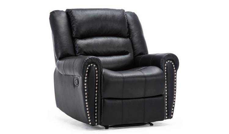 Furniture Online Denver Bonded Leather Manual Recliner Chair - Black