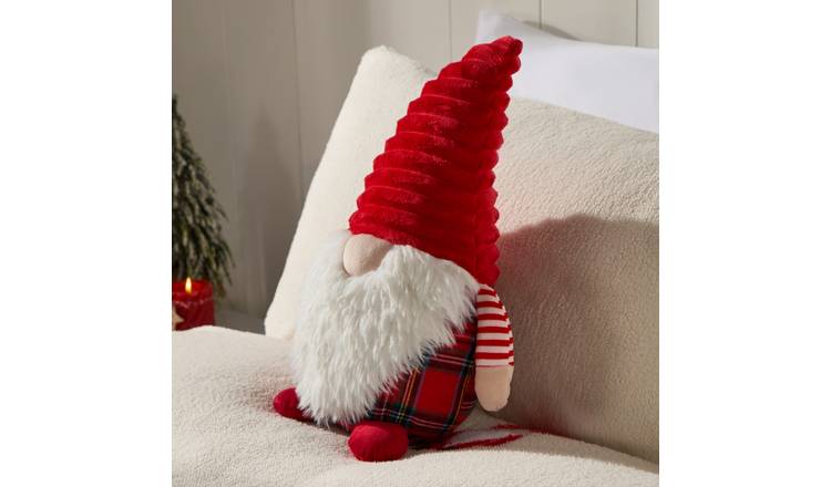 OHS Xmas Gonk Shaped Scatter Cushion - Red - 25cm