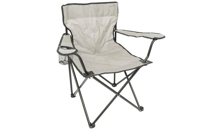 Harbour Housewares Folding Canvas Camping Chair - Matt Black/Beige