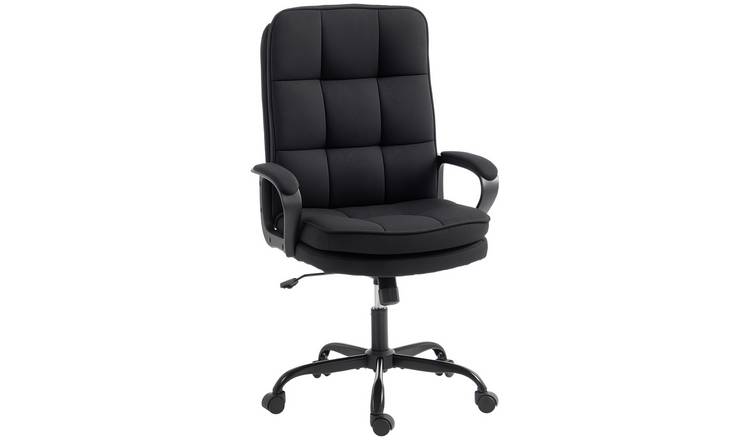 HOMCOM Fabric Adjustable Swivel Office Chair with Armrest - Black