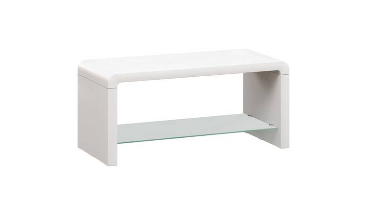 HOMCOM 2-Tier High Gloss Coffee Table - White