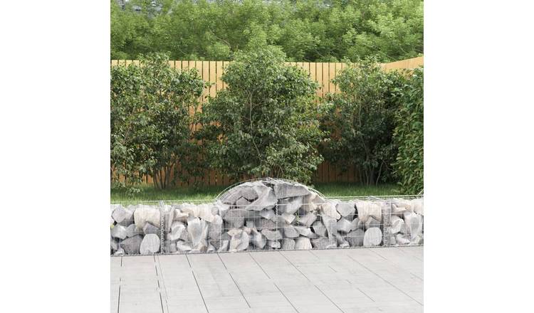 Walplus Pack of 2 Galvanised Iron Gabion Basket - Silver - 200 x 50 x 40-60 cm