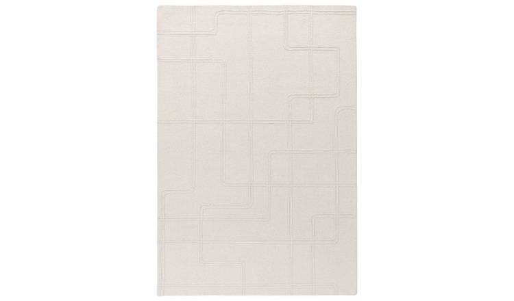 Mega Flooring White Handmade Geometric Rug - 120 x 170cm