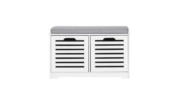 SoBuy 2 Pull-out Drawer Shoe Storage Bench - White