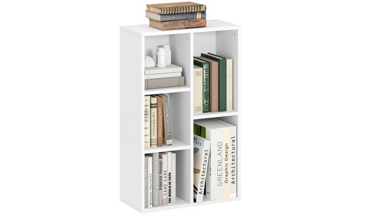 HOMCOM 2 Tier Modern 5 Cubes Freestanding Storage Bookcase - White