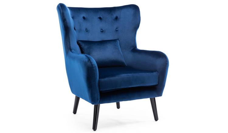 Furniture Online Winslow Wingback Fabric Occasional Button Back Armchair - Navy
