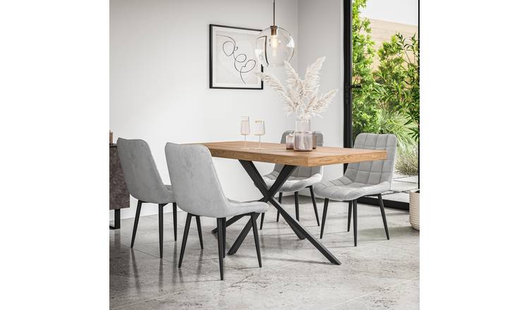 Furniture Online Donni Nova Oak Effect Dining Table & 4 Grey Chairs