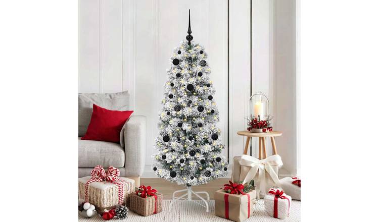 Walplus PVC Hinged Black Ornaments Christmas Tree - Green and White - 150 cm