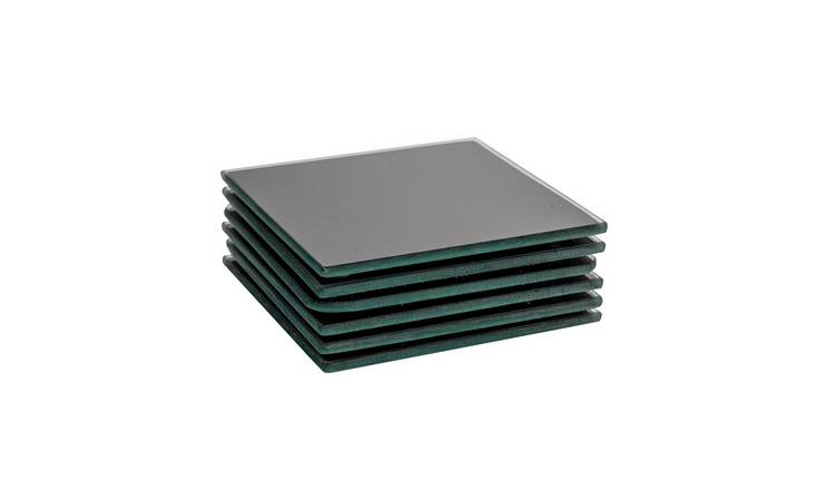 Harbour Housewares Glass Square Coasters - Black - Pack of 6