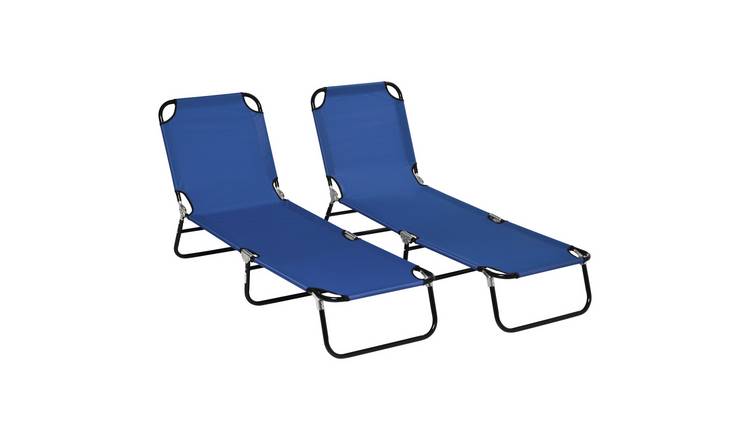Outsunny 5 Position Adjustable Sun Loungers - Blue