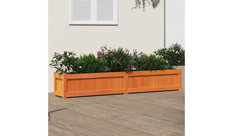 Walplus Wood Garden Planter - Wax Brown - 180 x 31 x 31 cm