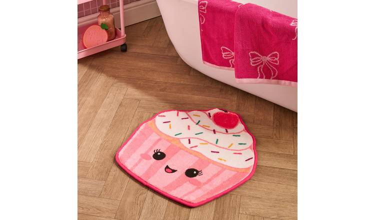 OHS Cupcake Velvet Bath Mat - 50 x 50cm - Pink