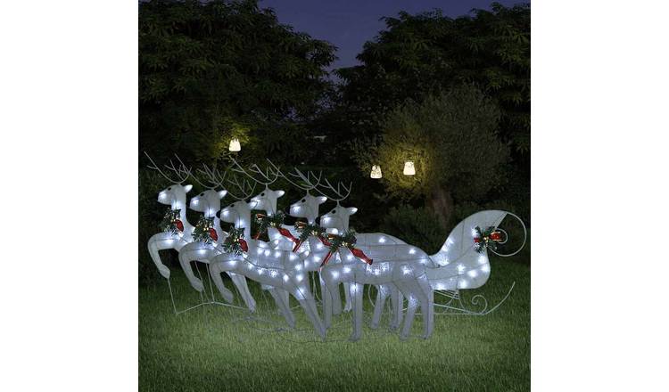 Walplus Reindeer and Sleigh Christmas Decoration 140 LEDs Outdoor - White