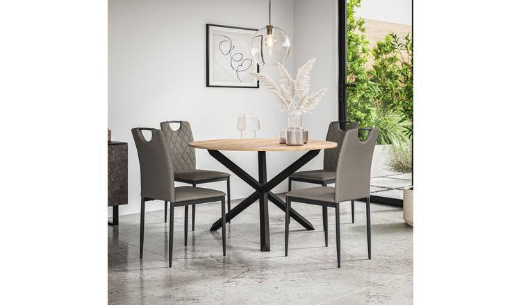 Furniture Online Malvern Monza Oak Table Dining Table & 4 Grey Chairs