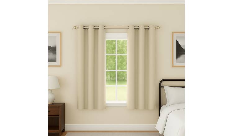 Enhanced Living Luna Plain Thermal Eyelet Curtains - 168 x 229cm - Beige