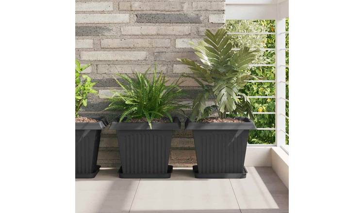Walplus Pack of 24 Plastic Plant Pot - Black - 33 x 33 x 26 cm