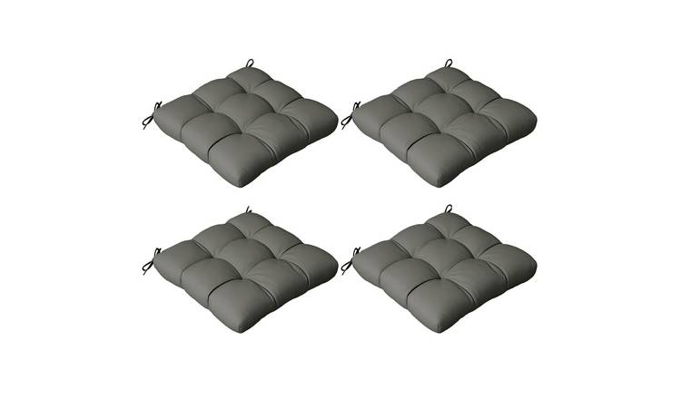 Outsunny Set of 4 Outdoor Water Repellent Chair Cushions - Charcoal Grey