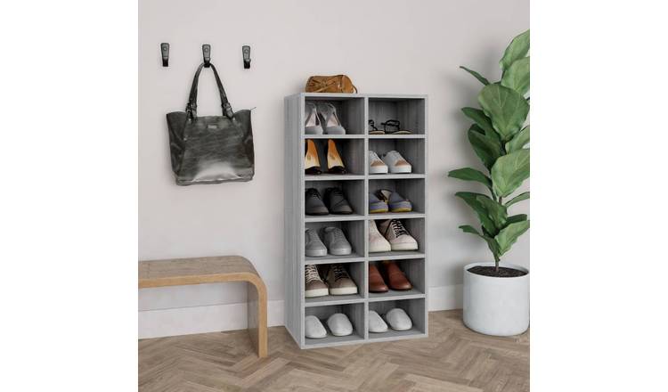 Walplus Engineered Wood Shoe Rack - Grey Sonoma - 54 x 34 x 100.5 cm