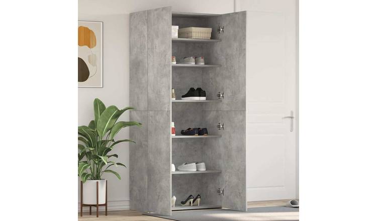 Walplus Engineered Wood Shoe Cabinet - Grey - 80 x 35.5 x 180 cm