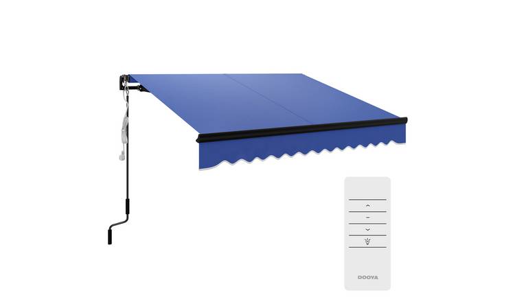 Outsunny Aluminium LED Garden Retractable Awning with Remote Control - Blue
