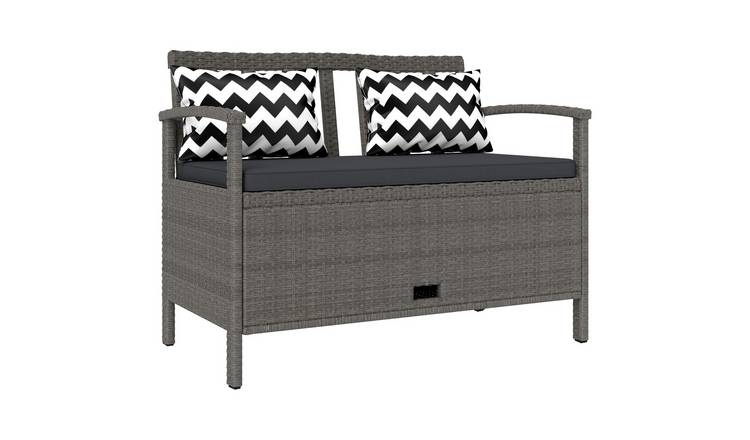 Outsunny 2 Seater Garden Storage Bench with 160L Capacity - Grey