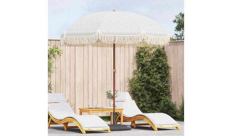 Walplus Polyester Beach Parasol - Grey and White - 205 x 205 x 210 cm