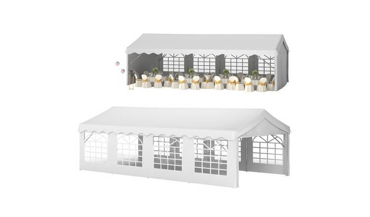 Outsunny Steel Waterproof Portable Garden Storage Tent Waterproof - White