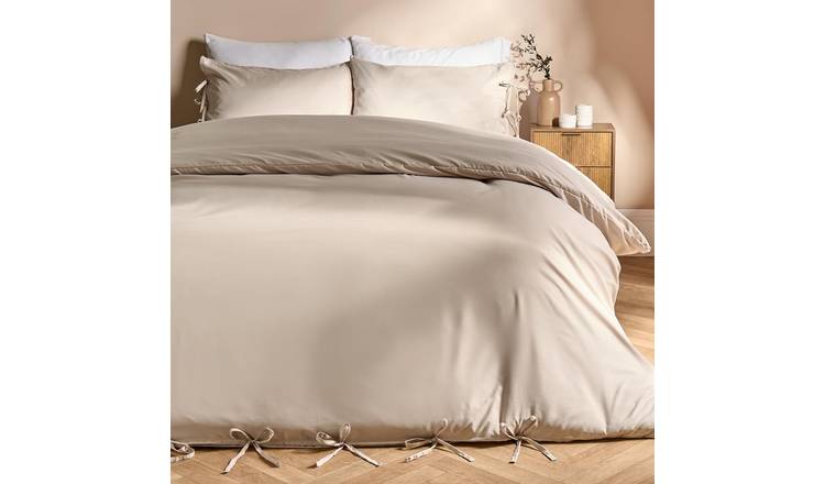 OHS Bow Tie Solid Dye Duvet Cover Set Stone - King