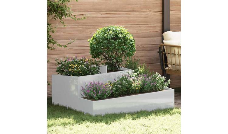 Walplus Galvanised Steel Garden Planter - Silver - 100 x 100 x 50 cm