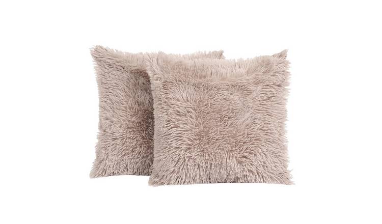OHS 2 Pack Fluffy Cushion Covers 45 x 45cm - Natural