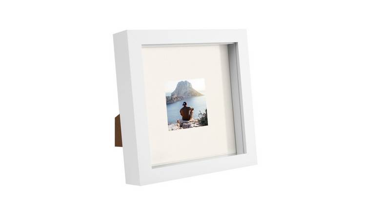 Nicola Spring 3D Box Photo Frame - 6 x 6" with Mount - White