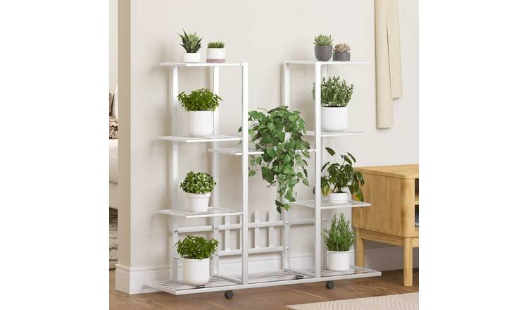 Walplus Iron Flower Stand - White - 94.5 x 24.5 x 91.5 cm