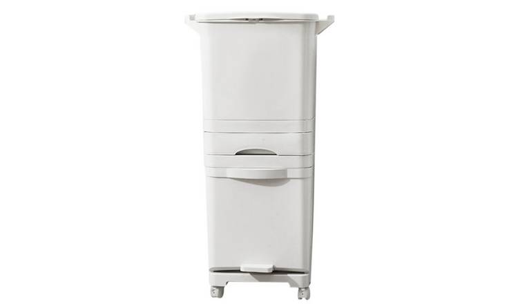 Living and Home 2 Tier Recycling Bin on Wheels - White