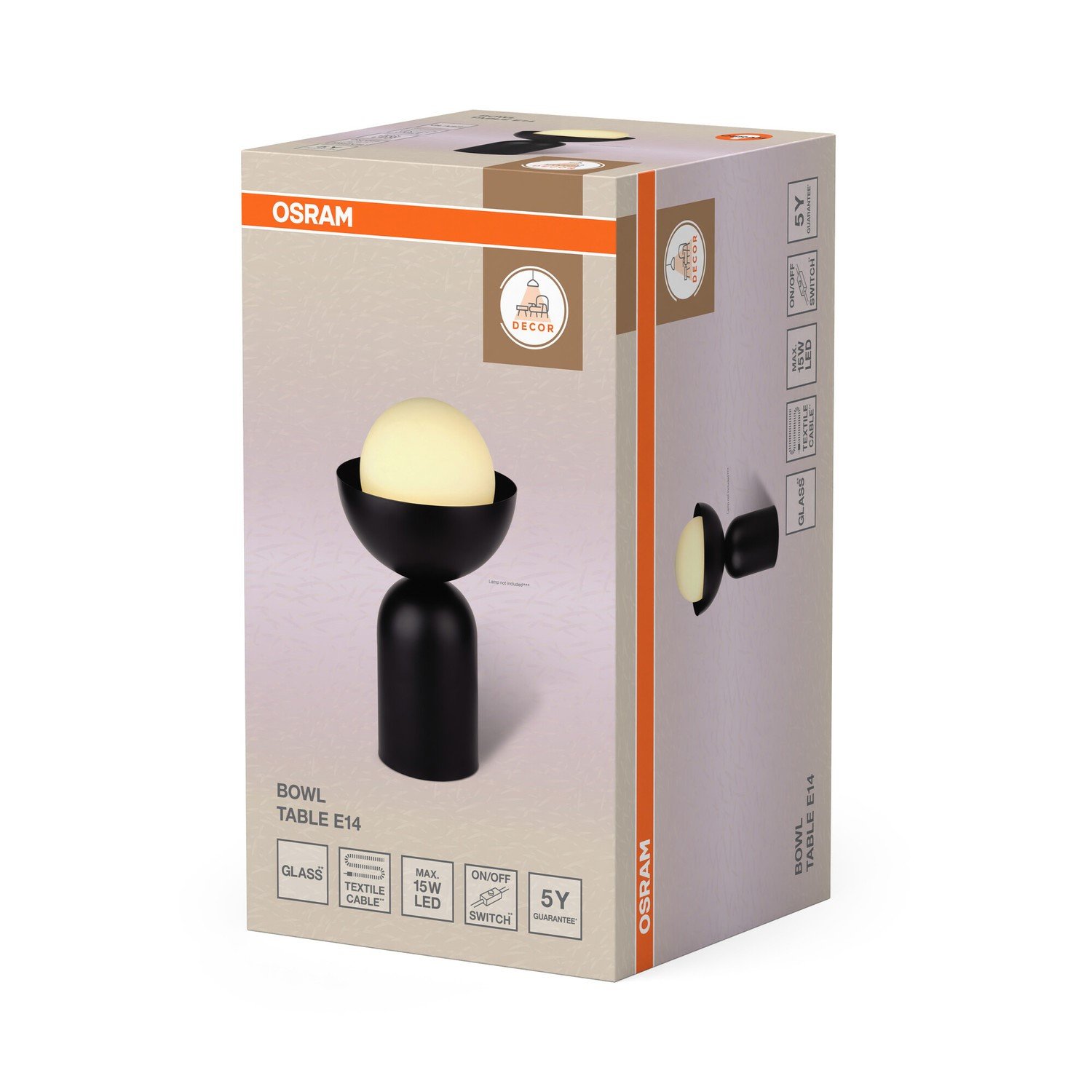 Osram Decor Bowl E14 Modern Decorative Bedside Desk Table Lamp - Black - Image 3