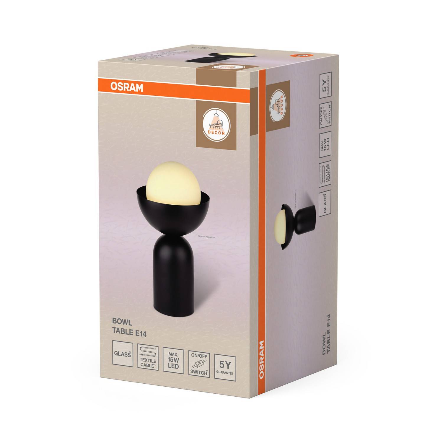 Osram Decor Bowl E14 Modern Decorative Bedside Desk Table Lamp - Black - Image 3