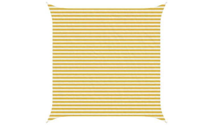 Walplus Square HDPE Sun Shade Sail - Yellow and White - 400 x 400 cm