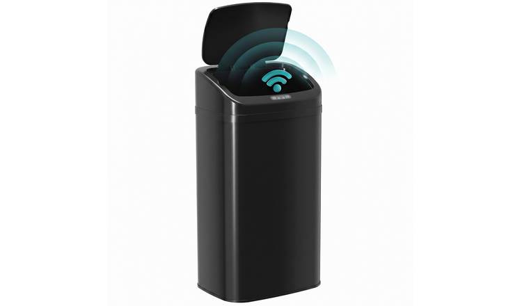 HOMCOM 48L Stainless Steel Kitchen Bin with Automatic Soft Close Lid and - Black