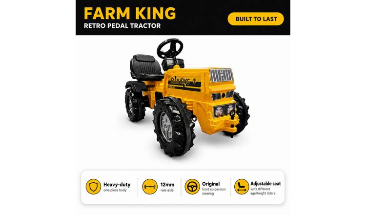 Rolly Toys Farm King Retro Ride-On Tractor with Adjustable Seat - Yellow