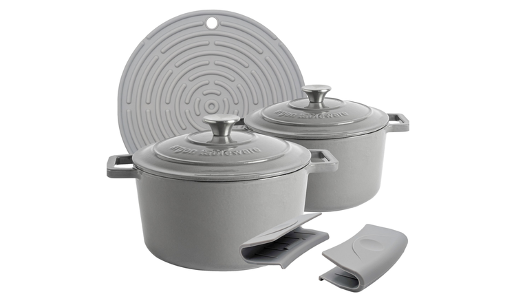 Argon Tableware 2x Cast Iron Casserole Dishes - Grey