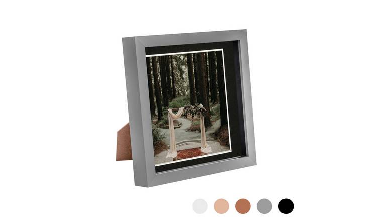Nicola Spring 3D Box Photo Frame - 8 x 8" with Mount - Grey