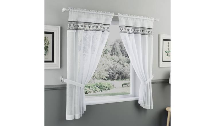 Tyrone Textiles Lucy Curtain Window Set - 140 x 91cm - Black