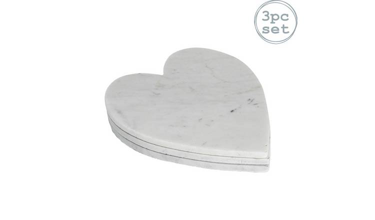 Argon Tableware Heart Marble Serving Platters - Pack of 3