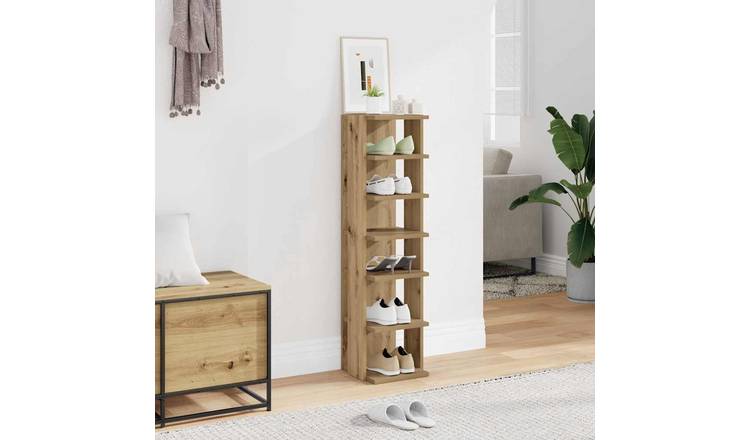 Walplus Engineered Wood Shoe Cabinet - Artisan Oak - 28 x 27 x 102 cm