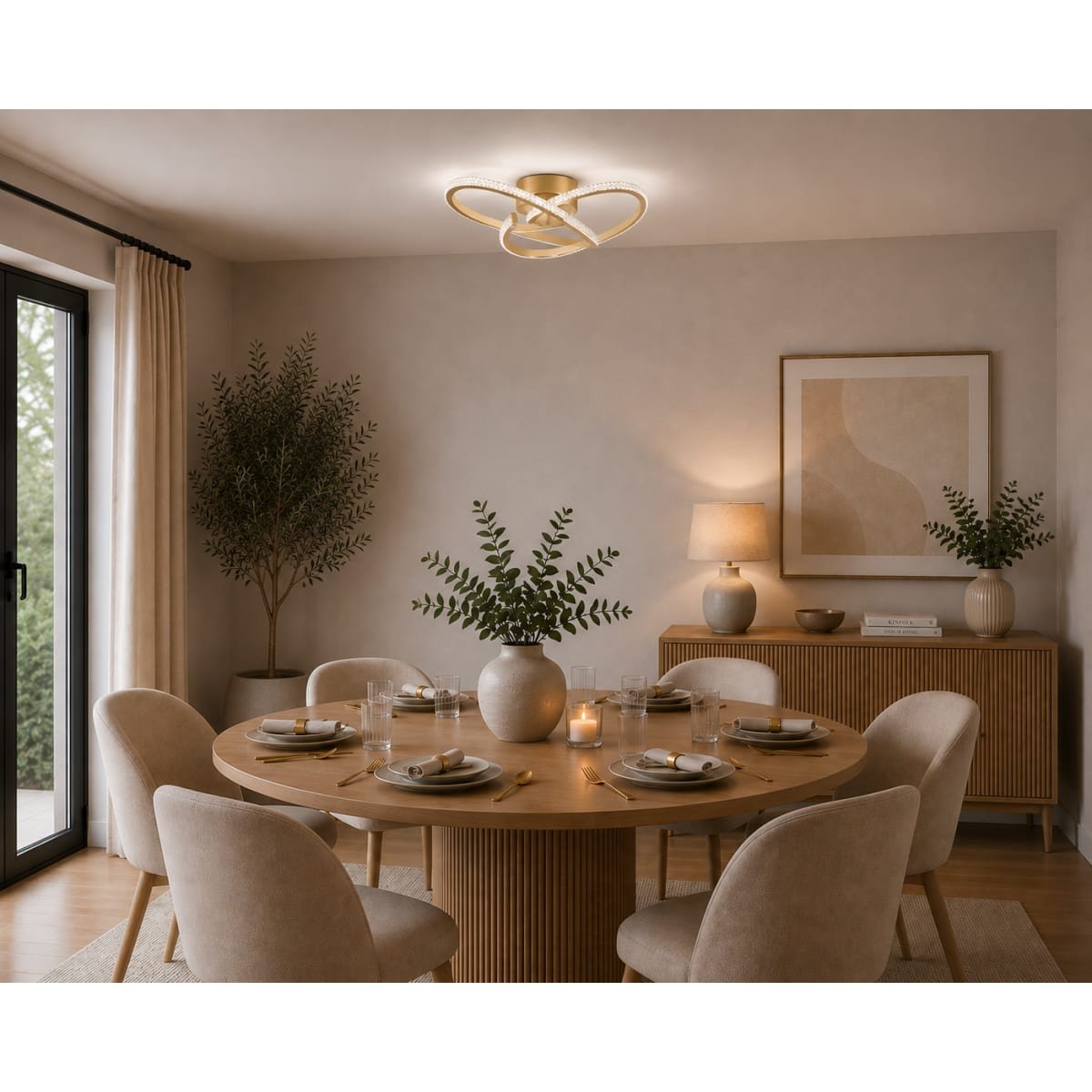 Cosylyte Moora 3 Light Integrated LED Modern Curved Ceiling Light - Gold - Image 5