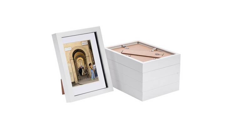 Nicola Spring A5 3D Box Photo Frame with A5 White Mount Set of 5 - White